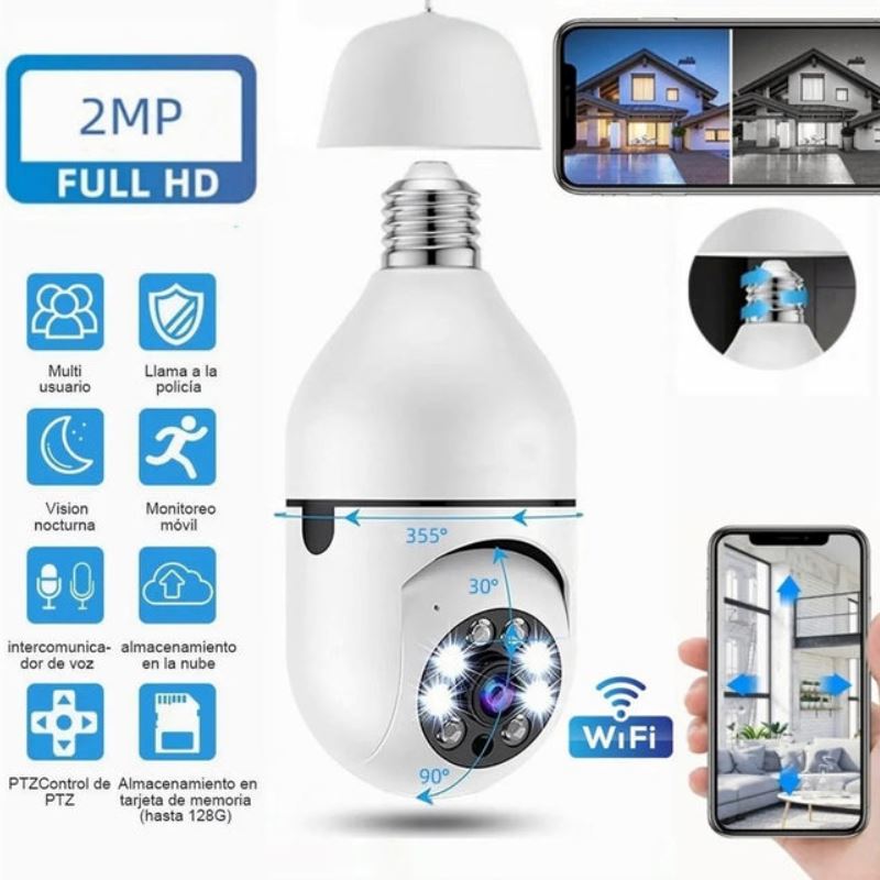 Camara Bombillo Giratoria de Seguridad Tecnologia Tienda CO 