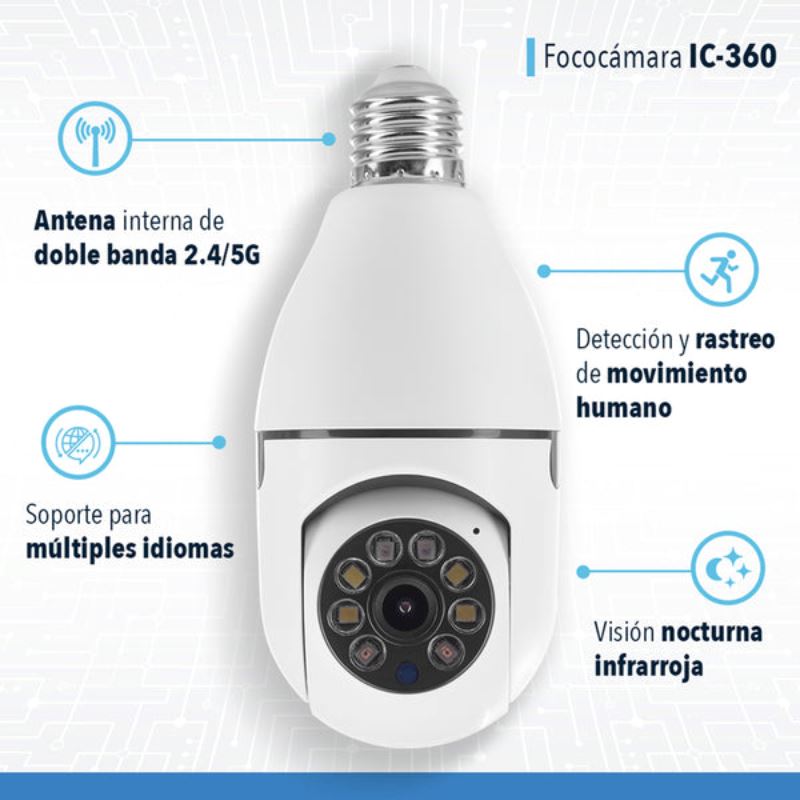 Camara Bombillo Giratoria de Seguridad Tecnologia Tienda CO 